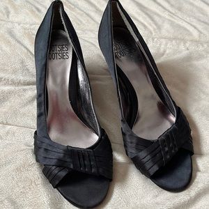 Black satin like heels